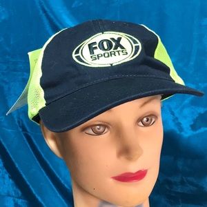 NWT Fox Sports navy neon yellow baseball cap hat unisex one size fits most heads